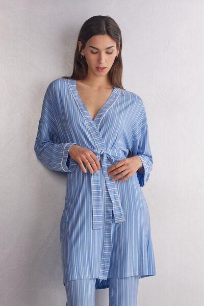 Blue Oxford Stripes Kimono, , large image number 2