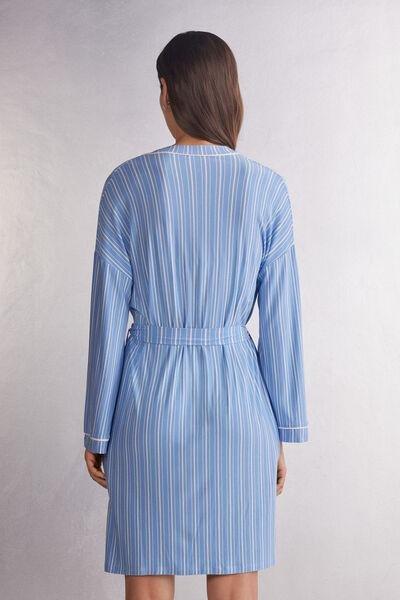 Blue Oxford Stripes Kimono, , large image number 3