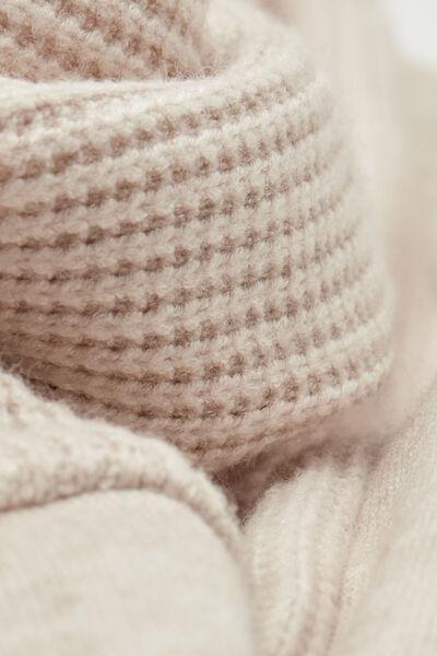 Beige Tricot-Effect Oversized Cardigan, 5601_044K, large image number 4