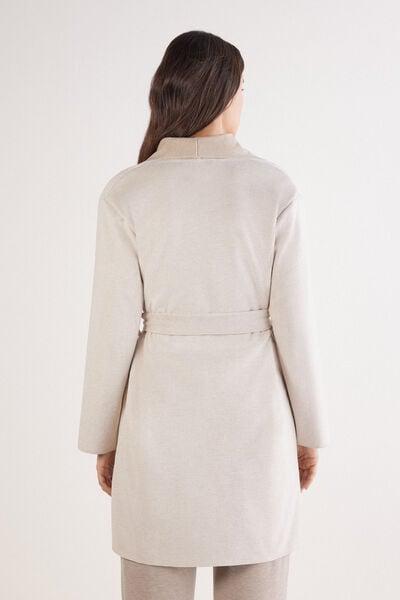 Beige Suede-Look Soft Winter Dressing Gown, 5601_045K, medium