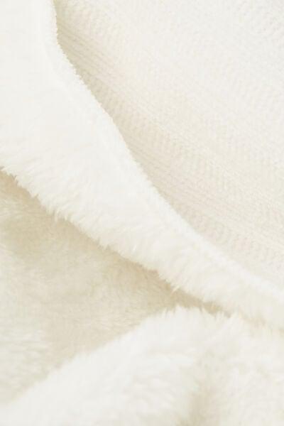White Classy Chenille Fluffy Fleece Dressing Gown, Powder White, large image number 4