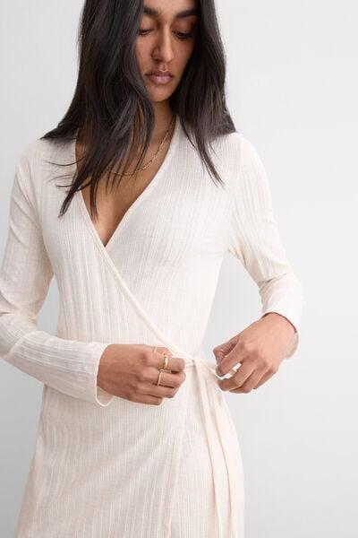 ALMOND ROSE MELANGE Sweet Pointelle Dressing Gown, 5601_070K, large image number 4