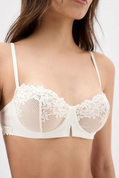 White Denise Pretty Flowers Balconette Bra, Powder White, large image number 5