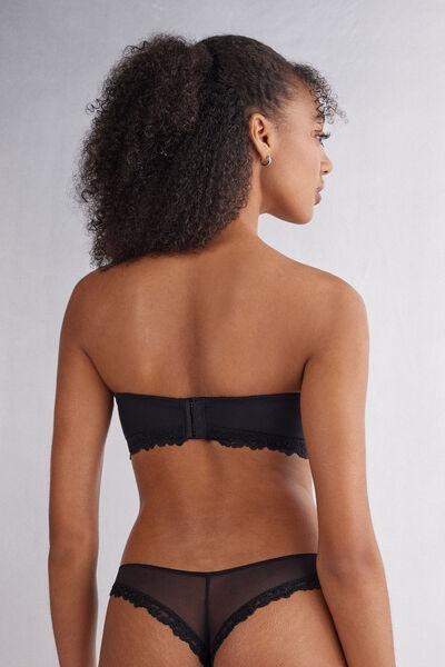 Black Embroidered Bandeau Bra, , large image number 3