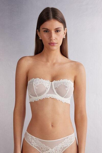 POWDER WHITE Pretty Flowers Bandeau Bra, , medium