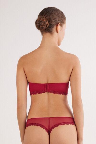 Red Pretty Flowers Embroidered Bandeau Bra, Wax Red, large image number 3