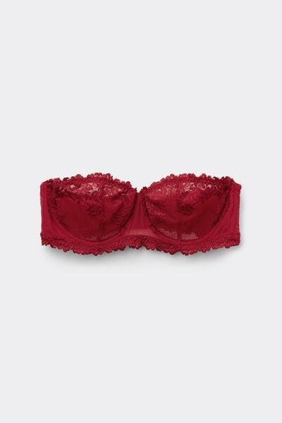 Red Pretty Flowers Embroidered Bandeau Bra, Wax Red, large image number 3