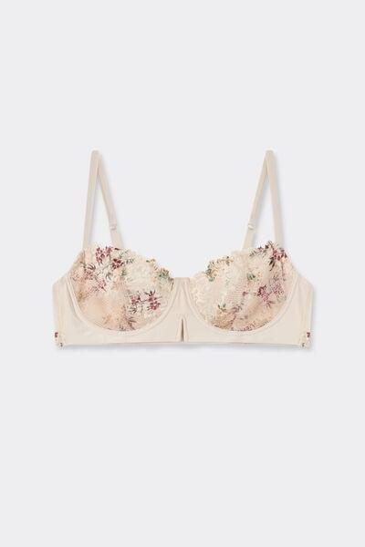 Beige Denise Balconette Bra With Pretty Flowers Print, 5601_327K, large image number 3