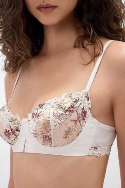Beige Denise Balconette Bra With Pretty Flowers Print, 5601_327K, large image number 4