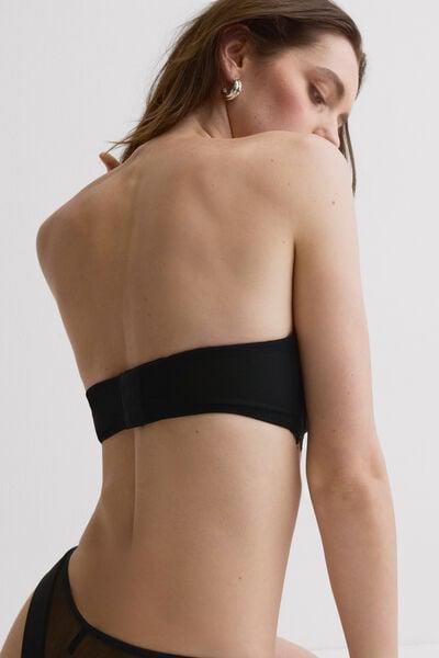 Black Playful Glamour Bandeau Balconette Bra, Black, large image number 2