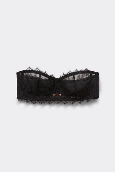 Black Playful Glamour Bandeau Balconette Bra, Black, large image number 3