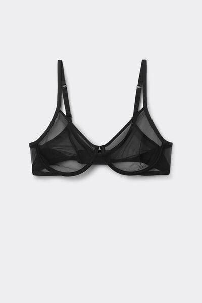 Black Invisible Touch Balconette Bra, Black, large image number 3