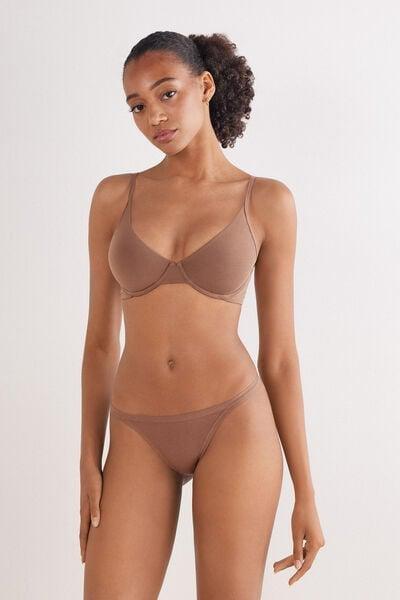 Beige The Ultralight Cotton Balconette Bra, Brown Mocha, large image number 0