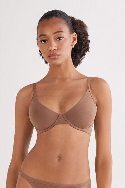 Beige The Ultralight Cotton Balconette Bra, Brown Mocha, large image number 1