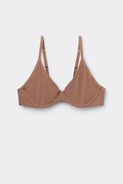 Beige The Ultralight Cotton Balconette Bra, Brown Mocha, large image number 3