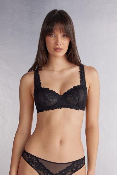 Black Daniela Balconette Bra, Black, large image number 1