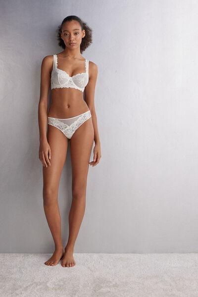 White Embroidered Balconette Bra, Powder White, large image number 1