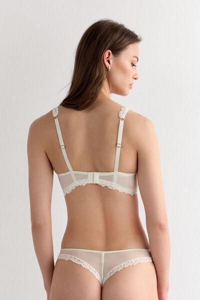 White Embroidered Balconette Bra, Powder White, large image number 3