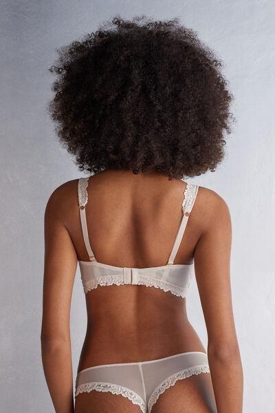 Cream Pretty Flowers Daniela Balconette Bra, Silk, large image number 2