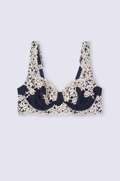 Navy Pretty Flowers Daniela Balconette Bra, Intense Blue/vanilla, large image number 3