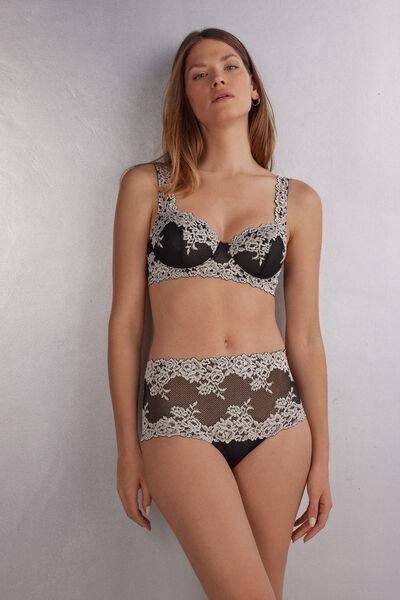 Black Daniela Pretty Flowers Balconette Bra, , large image number 1