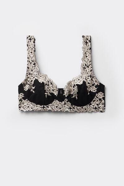 Black Daniela Pretty Flowers Balconette Bra, , large image number 2