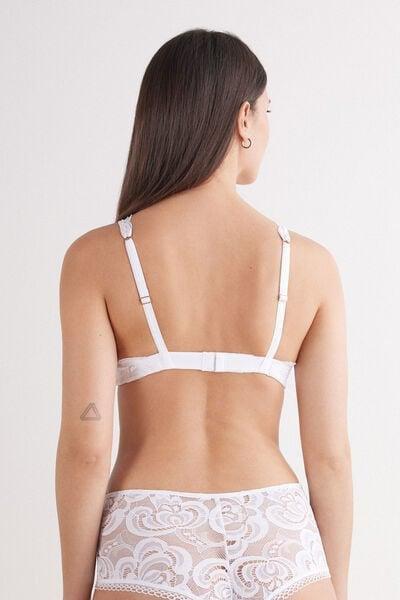 White Stretch Balconette Bra, White, large image number 2