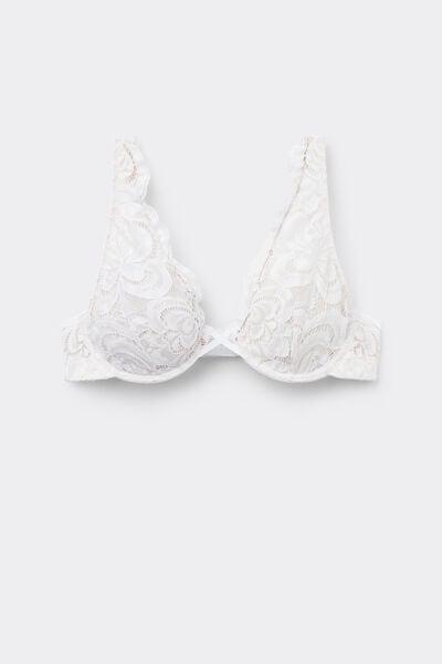 White Stretch Balconette Bra, White, large image number 3
