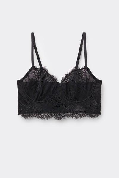 Black Sheer Glamour Lace Balconette Bustier, Black, large image number 5