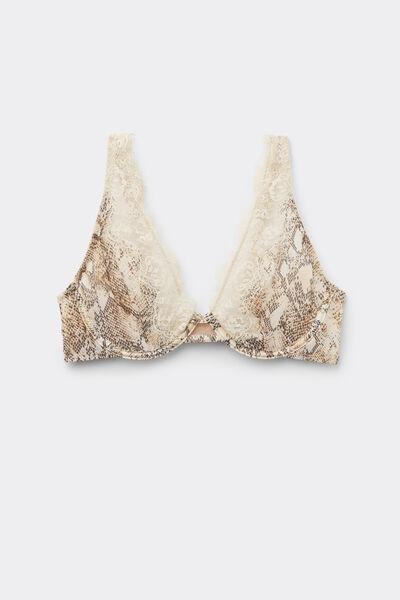 Beige Seductive Glamour Animal Print Balconette Bra, , large image number 1