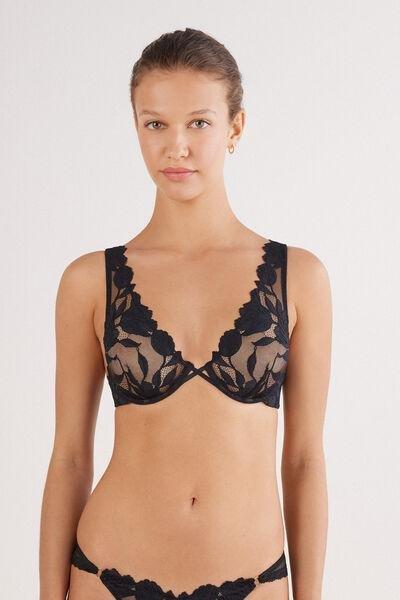 Black All About Flowers Balconette Bra, Black, medium