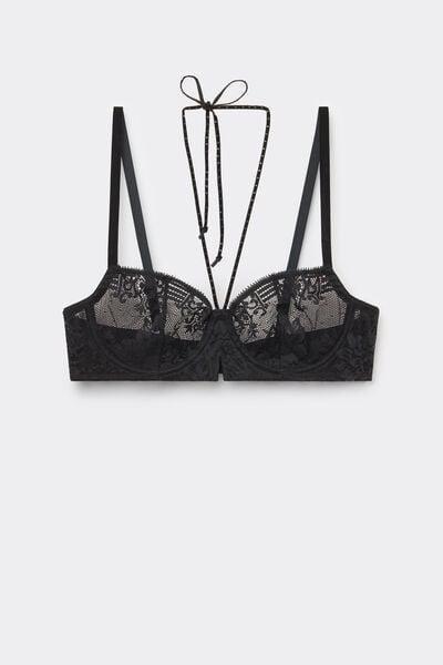 Black La Femme Fatale Denise Balconette Bra, Black, large image number 2
