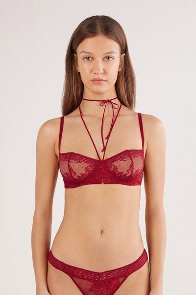 Red La Femme Fatale Denise Balconette Bra, Wax Red, medium