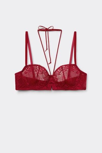 Red La Femme Fatale Denise Balconette Bra, Wax Red, medium
