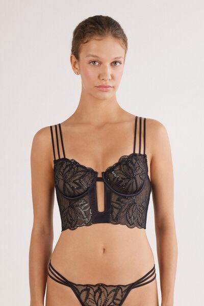 Black Dark Moon Girl Balconette Bustier, Black, large image number 0