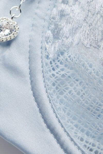 Blue Denise Silky Flowers Silk And Lace Balconette Bra, 5601_060K, large image number 4