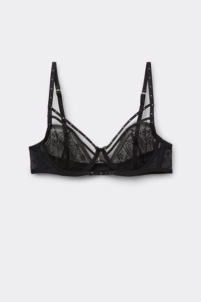 Black Flirt Fearlessly Balconette Bra, Black, large image number 3