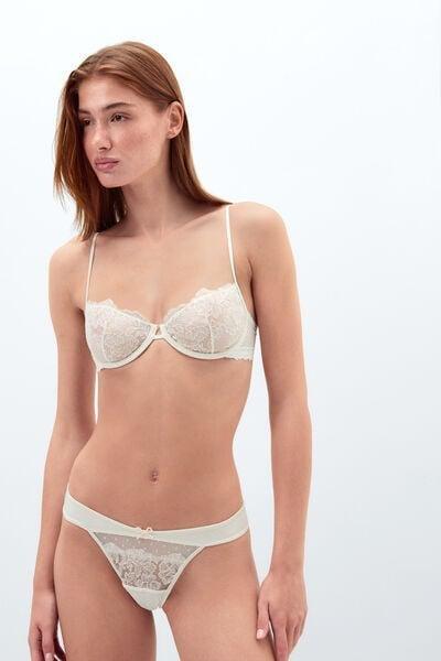 White From The Boudoir Balconette Lace Bra, Powder White, large image number 1