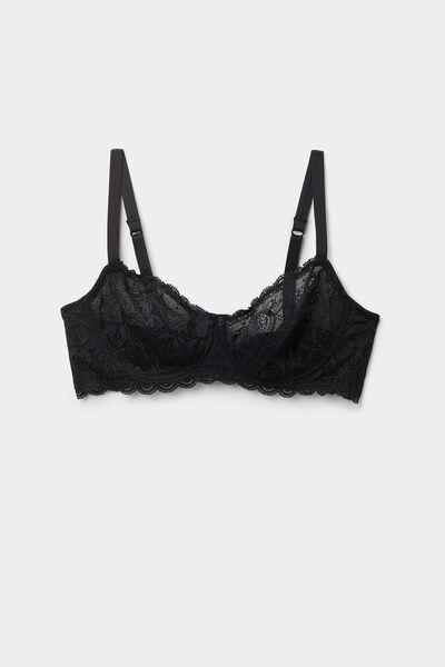 Black Underwired Balconette Bra, Black, large image number 2