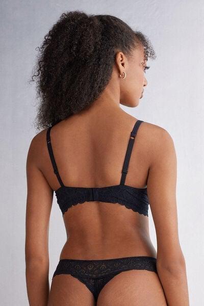 Black Underwired Balconette Bra, Black, medium