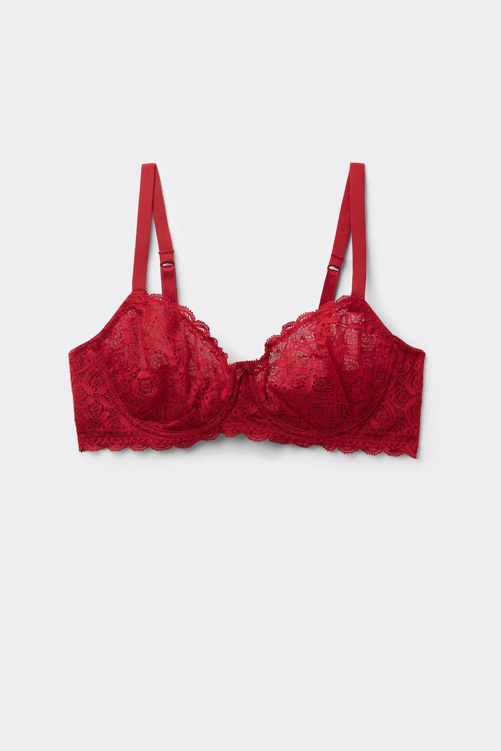 Red Underwired Balconette Bra, Red, large image number 5