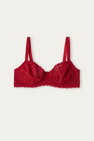Red Underwired Balconette Bra, Red, large image number 8