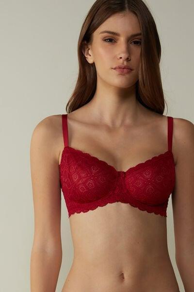 Red Underwired Balconette Bra, Red, large image number 10