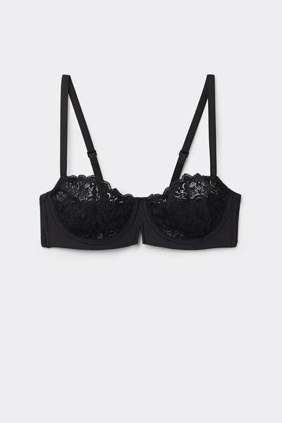 Black Denise Lace Balconette Bra, , large image number 1