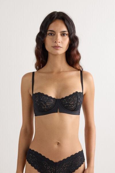 Black Denise Lace Balconette Bra, Black, large image number 6