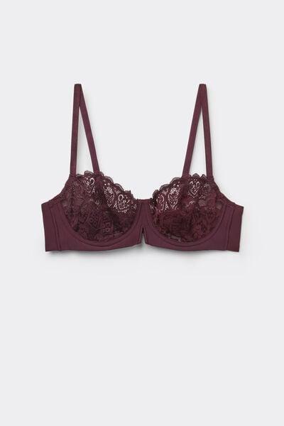 Burgundy Lace Balconette Bra, 5601_028K, large image number 3