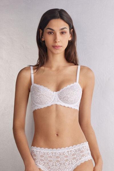 White Daniela Lace Balconette Bra, , large image number 0