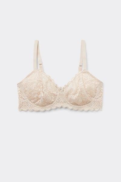 Cream Daniela Lace Balconette Bra, Silk, large image number 3