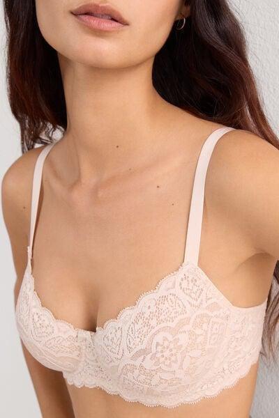 Cream Daniela Lace Balconette Bra, Silk, large image number 5
