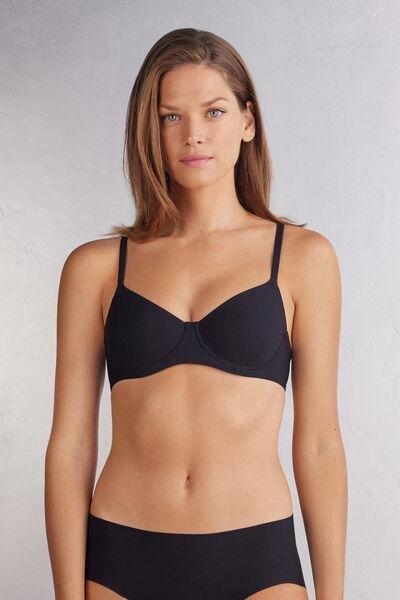 Black Comfort Balconette Bra, Black, large image number 0